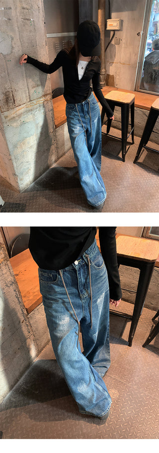 Graffiti wide-leg jeans