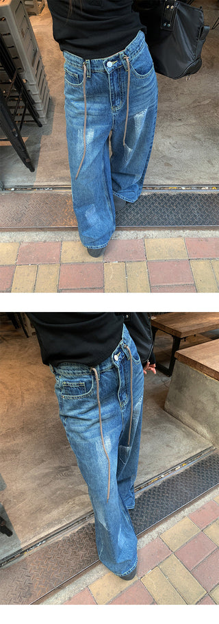Graffiti wide-leg jeans