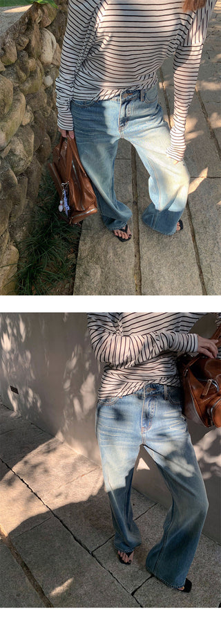 Painted straight-leg jeans