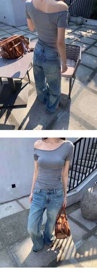 Painted straight-leg jeans