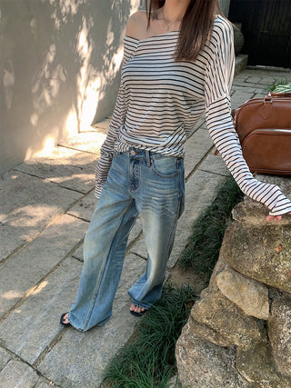 Painted straight-leg jeans
