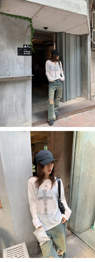 Street ripped straight jeans