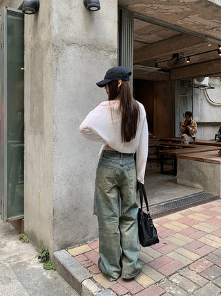 Street ripped straight jeans