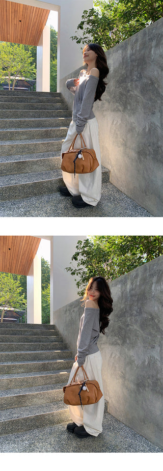 Deconstructed wide-leg jeans