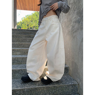 Deconstructed wide-leg jeans