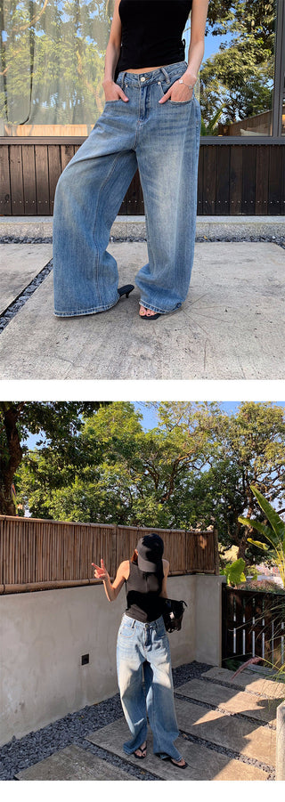Tie-dye wide-leg jeans