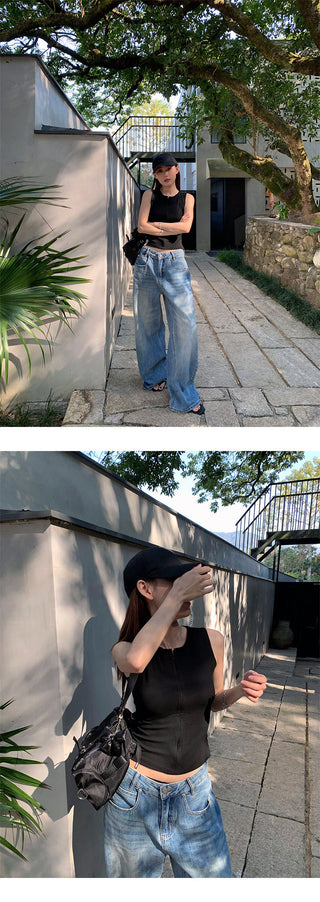 Tie-dye wide-leg jeans