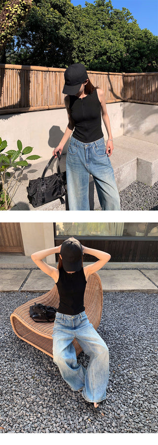 Tie-dye wide-leg jeans