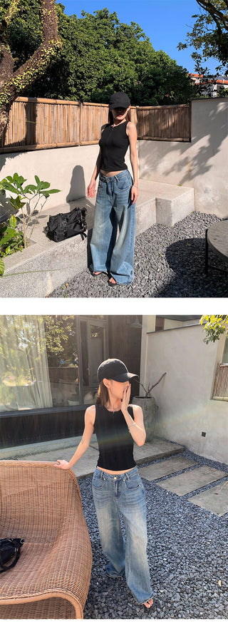 Tie-dye wide-leg jeans