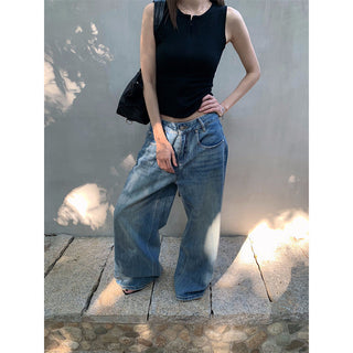Tie-dye wide-leg jeans