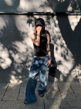 Tie-dye wide-leg jeans