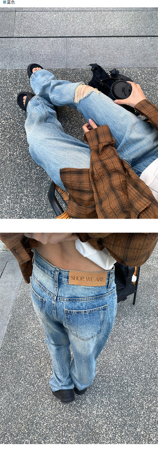 Tie-dyed striped jeans