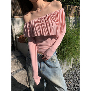 Gray ruffled tee