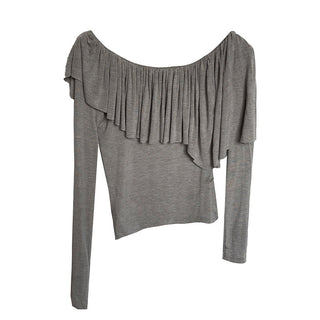Gray ruffled tee