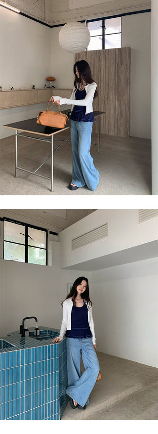 Drooping wide-leg jeans