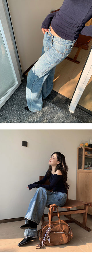 Tie-dyed straight-leg jeans