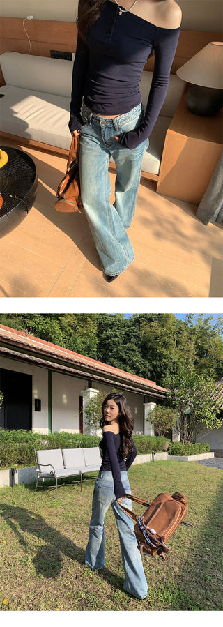 Tie-dyed straight-leg jeans