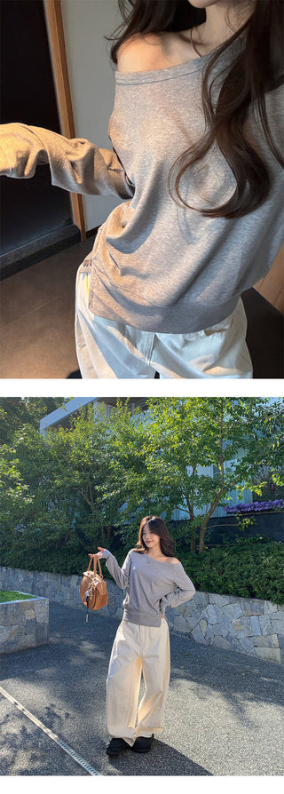Off-shoulder loose tee