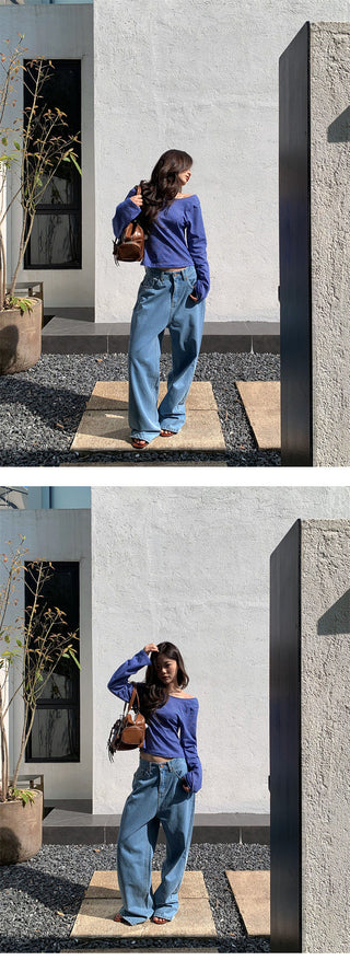 Korean wide-leg jeans
