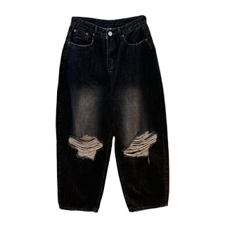 Street ripped wide-leg jeans