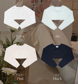 Bolero cropped ribbon cardigan (4c)