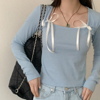 Ribbon Square Neck T-Shirt