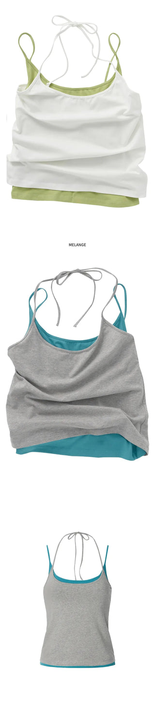 [3 colors] Halter Layered Sleeveless Top