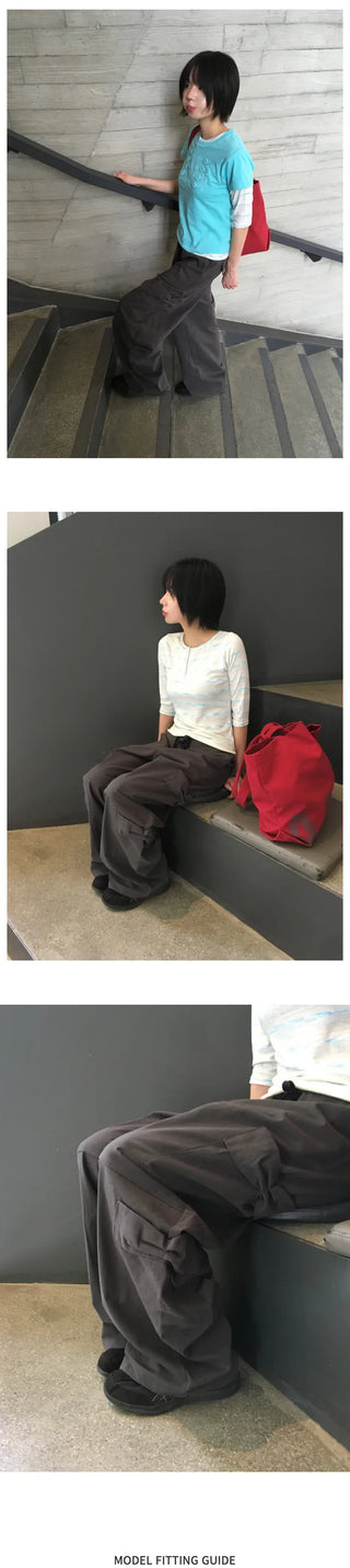 (2 colors) Ribbon Cargo Pants