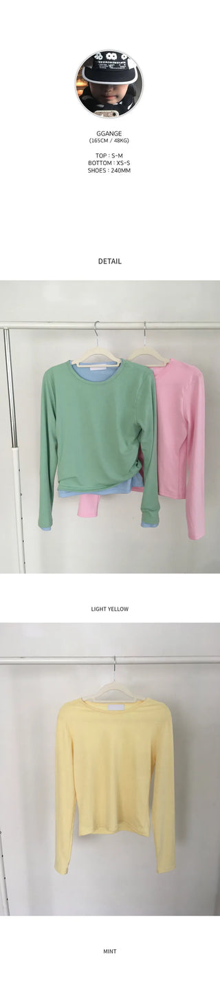 (9 colors) [1+1] Soft Layered Long Sleeve T-Shirt