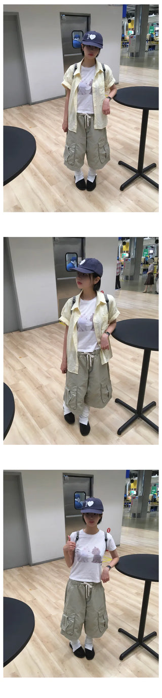 [3 colors] Printed short-sleeved T-shirt