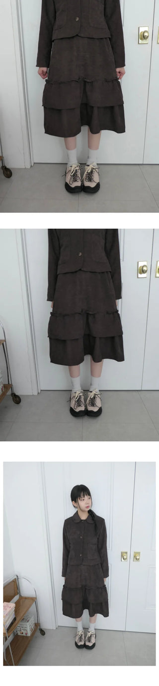 Corduroy frill skirt