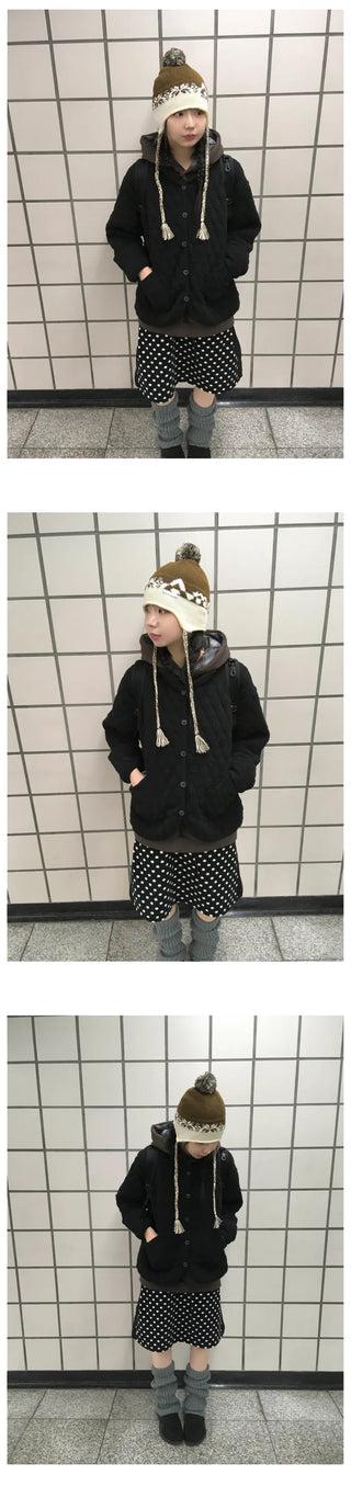 (3 colors) Polka dot fleece skirt