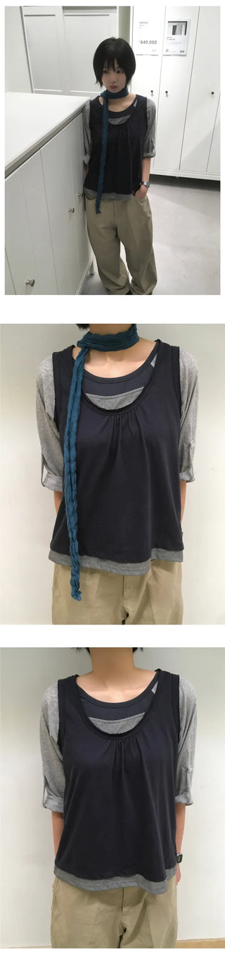 [2 colors] Roll-up raglan T-shirt