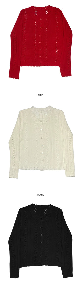 (4 colors) Perforated Knit Cardigan