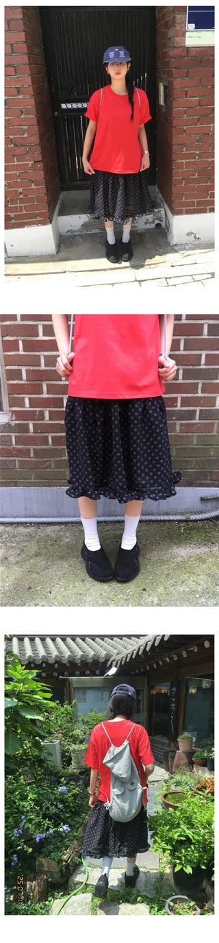 Frilled polka dot skirt