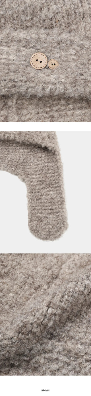 (2 colors) Knitted beanie with ears