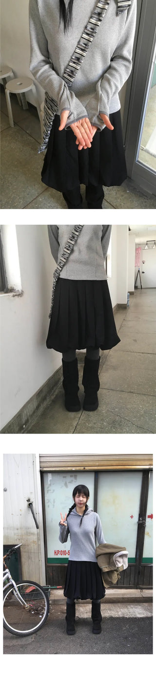 (2 colors) Pleated balloon skirt