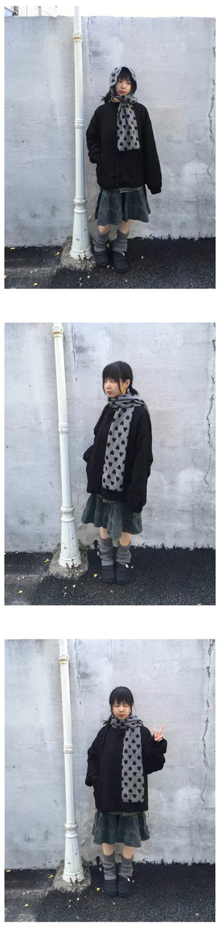 (2 colors) Heart pattern scarf