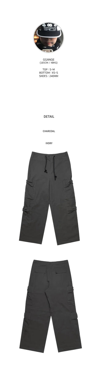 (2 colors) Ribbon Cargo Pants