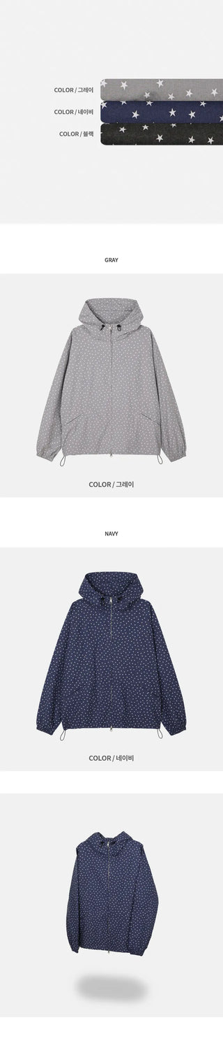 Star-patterned mountain parka with drawstring