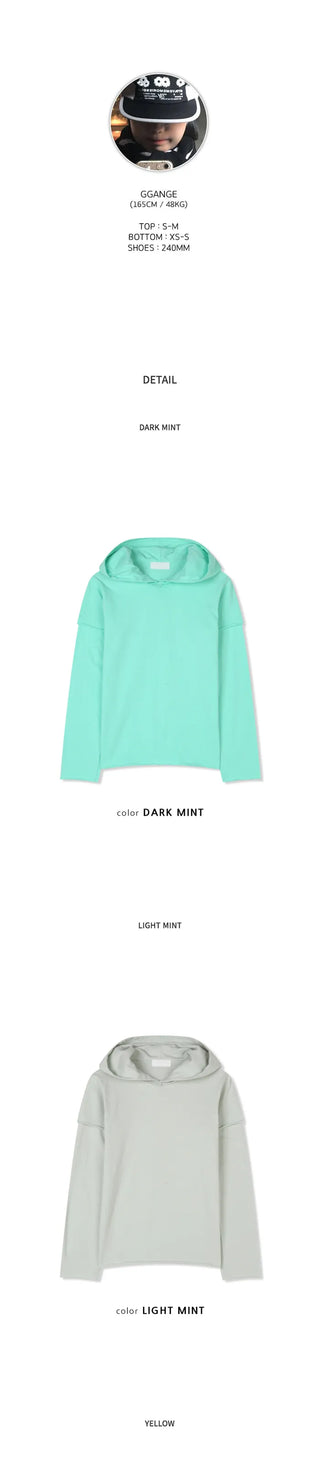 (8 colors) Hooded Layered T-shirt