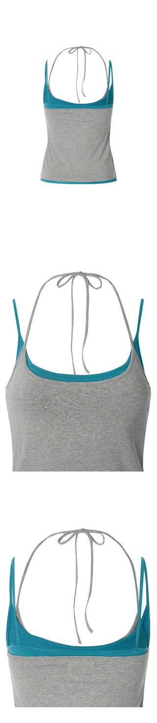[3 colors] Halter Layered Sleeveless Top