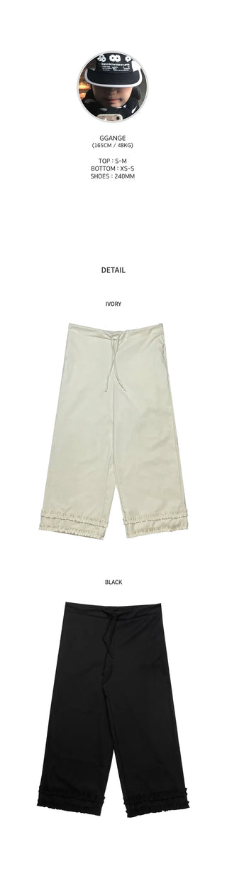 (2 colors) Frill Wide Pants
