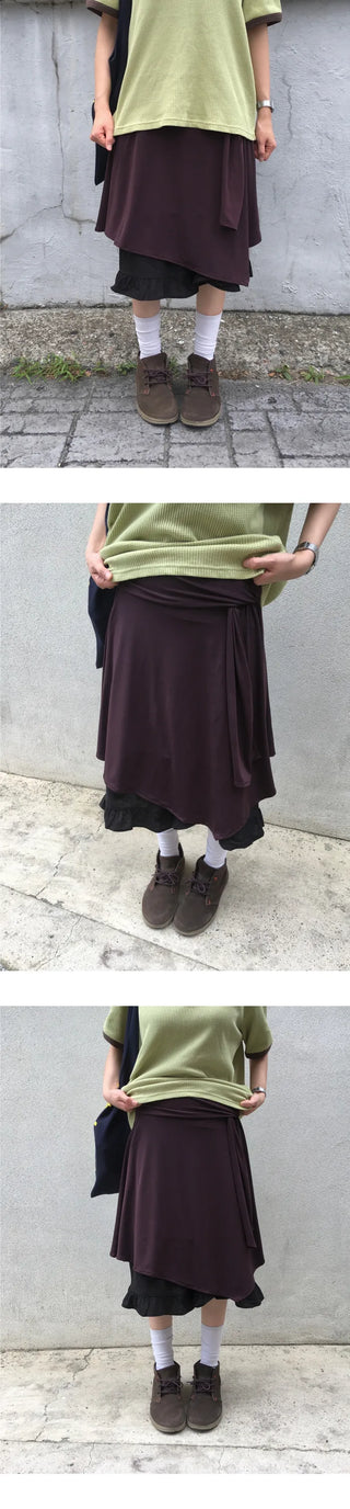 [2 colors] Linen Frill Bermuda Pants