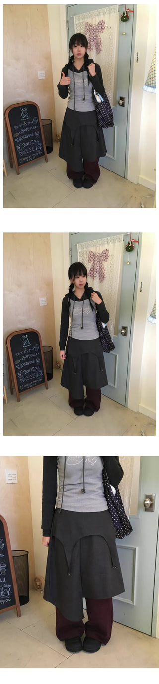 (3 colors) Wool Asymmetrical Skirt