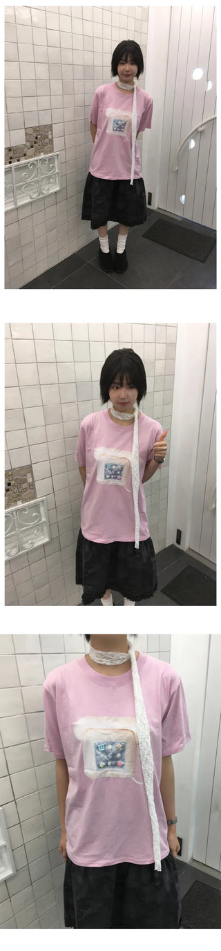 [2 colors] Button-up ribbed short-sleeved T-shirt