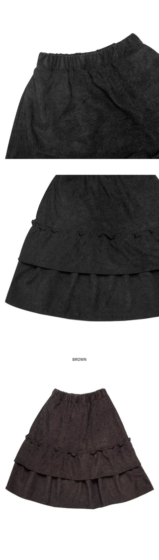 Corduroy frill skirt