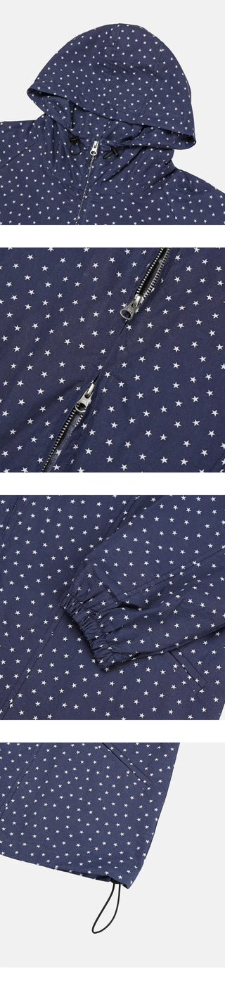 Star-patterned mountain parka with drawstring