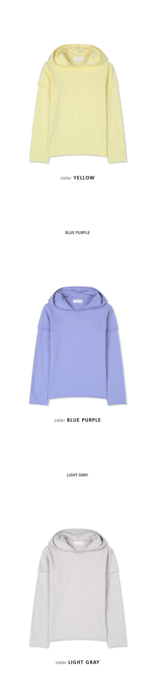 (8 colors) Hooded Layered T-shirt