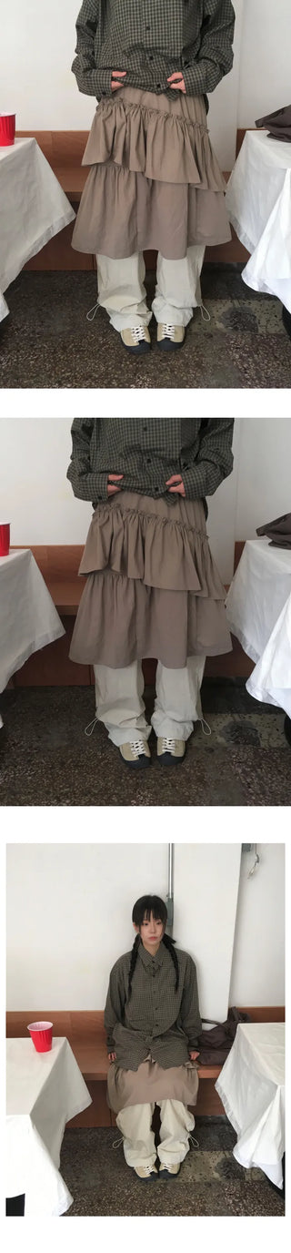 Elastic waist frill skirt